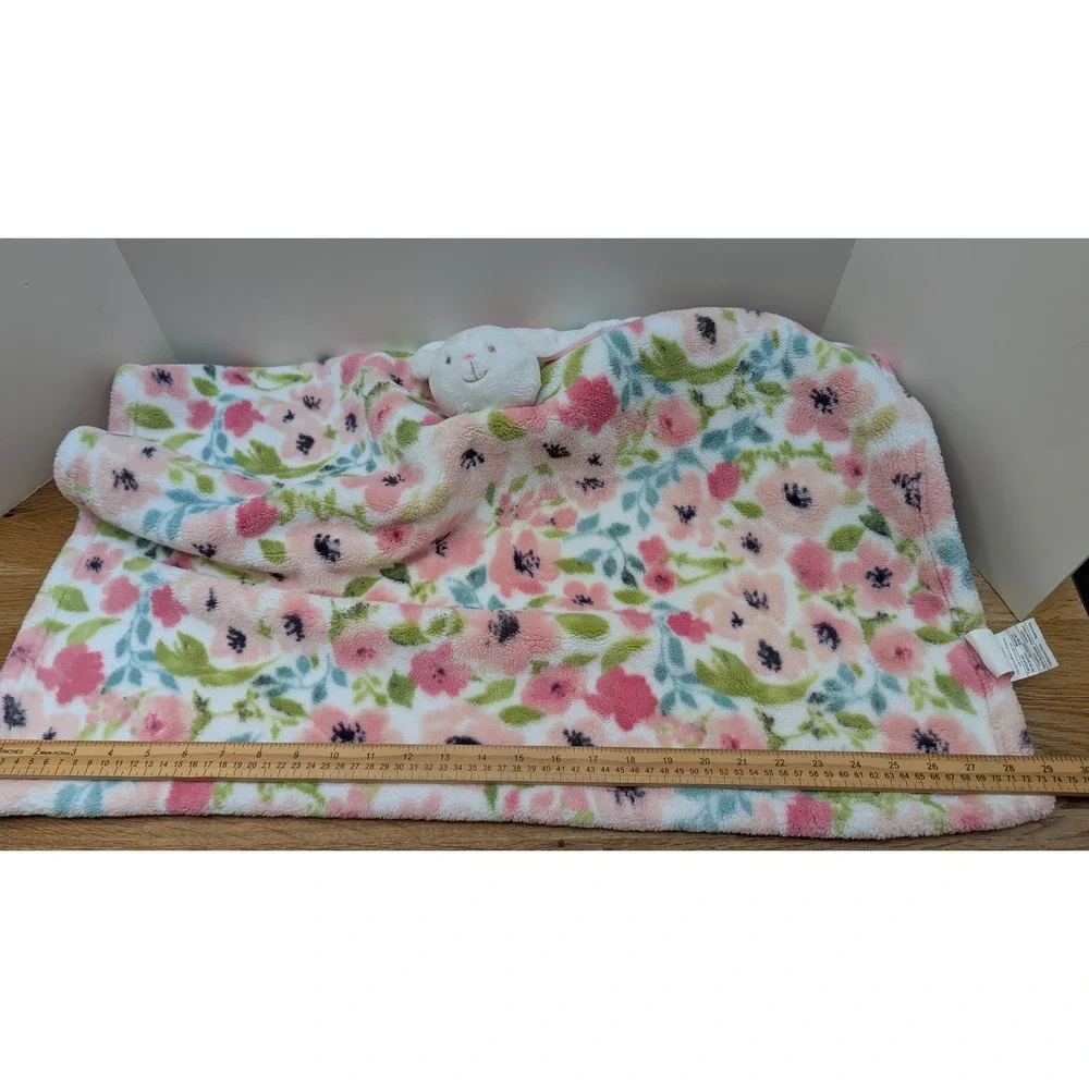 Thro Baby Large Plush Bunny Rabbit Lovey Security Blanket Pink Floral